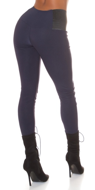 Basic hoge taille leggings met stretch insert marineblauw